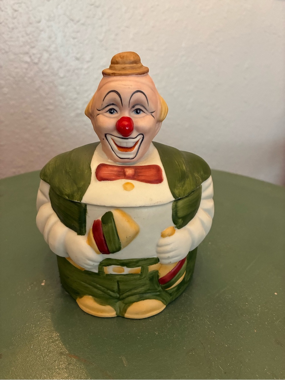 Vintage Ceramic Clown Trinket Box